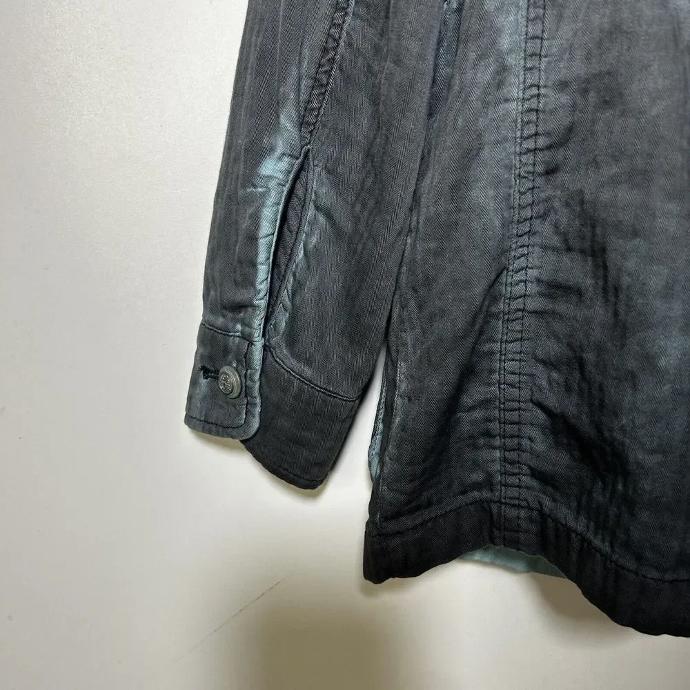 Free People Double Cloth Jacket Military Drawstring Jacket Womens XS Blue Gray